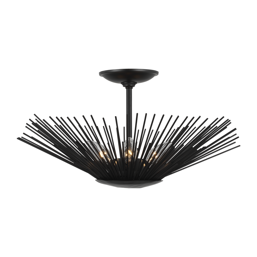 Helios Large Semi-Flush Mount Aged Iron
