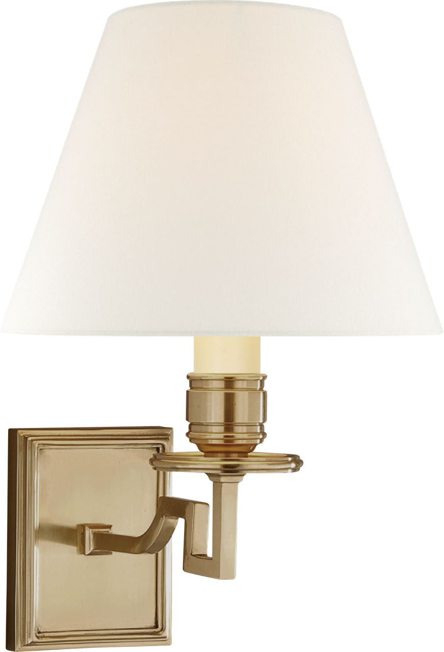 Dean Single Arm Sconce | Natural Brass | Linen Shade