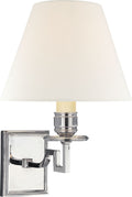 Dean Single Arm Sconce | Polished Nickel | Linen Shade