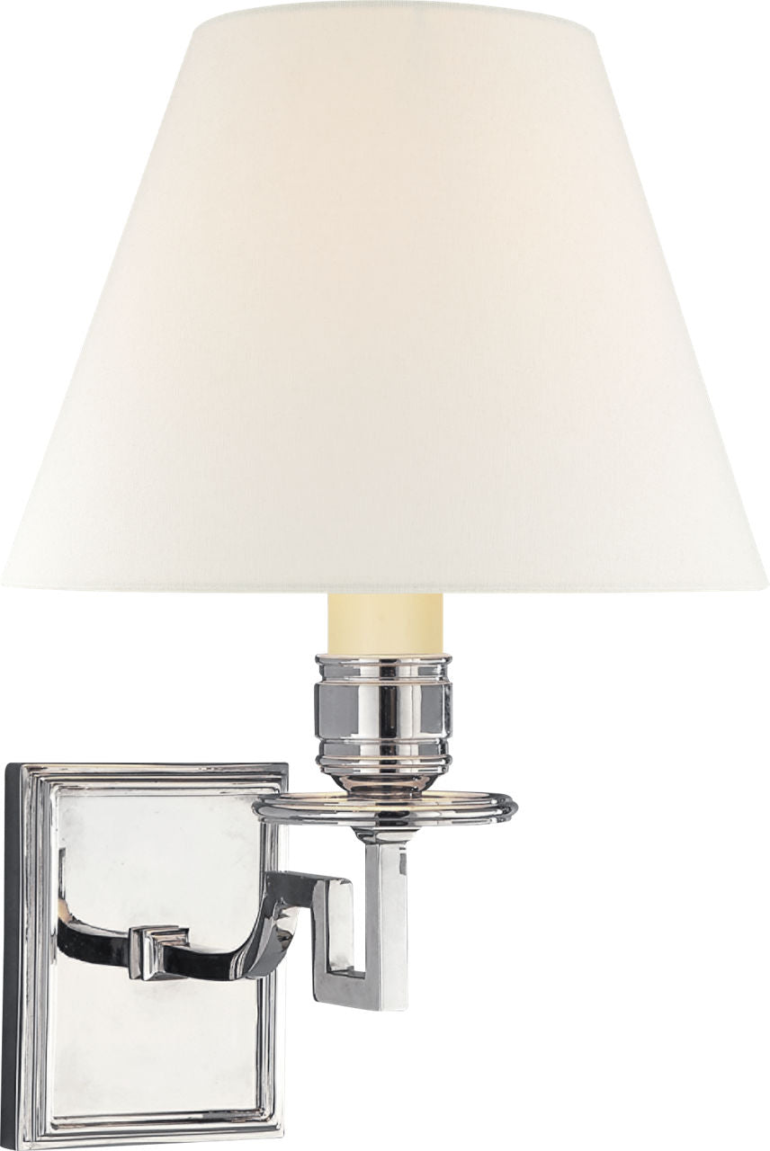 Dean Single Arm Sconce | Polished Nickel | Linen Shade