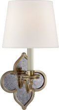 Lana Single Sconce | Natural Brass and Antique Mirror | Linen Shade