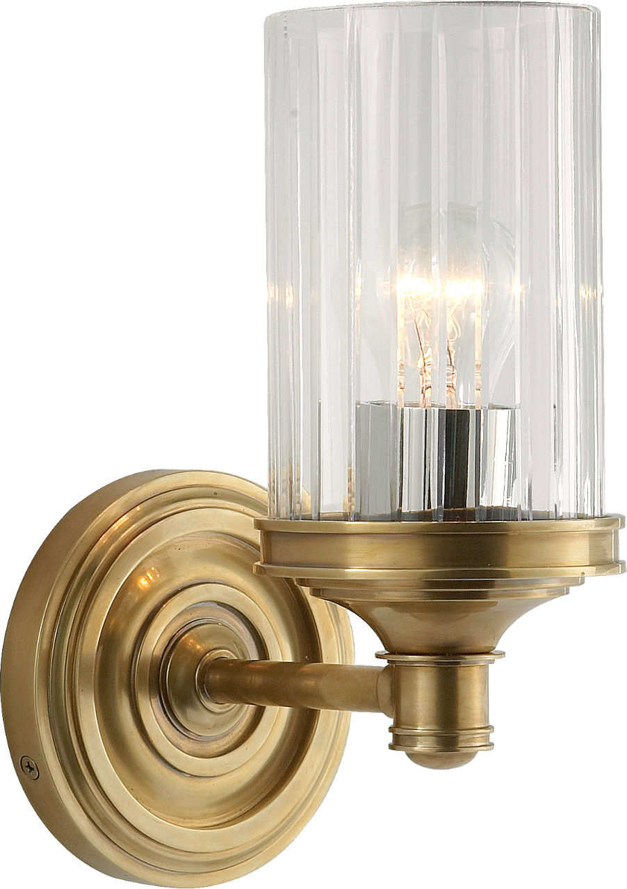 Ava Single Sconce | Hand-Rubbed Antique Brass | Crystal