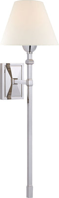 Jane Large Single Tail Sconce | Polished Nickel | Linen Shade