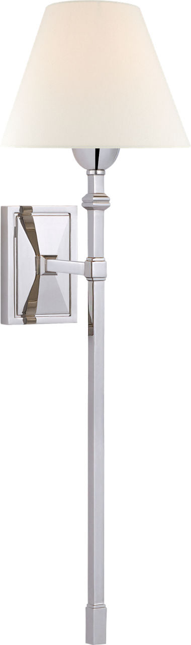 Jane Large Single Tail Sconce | Polished Nickel | Linen Shade