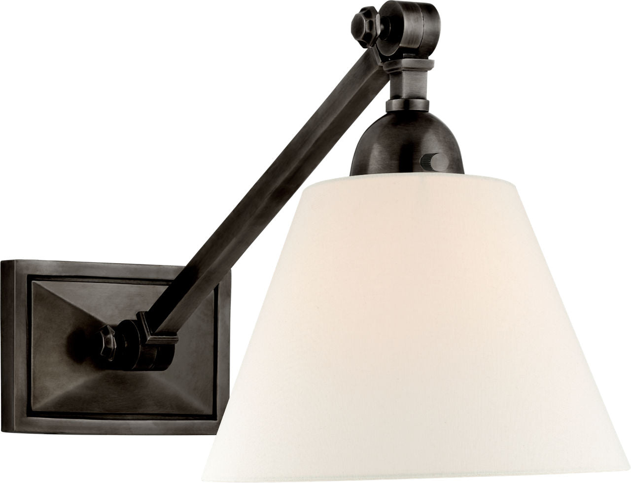 Jane Single Library Wall Light | Gun Metal | Linen Shade
