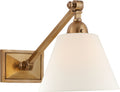 Jane Single Library Wall Light | Hand-Rubbed Antique Brass | Linen Shade
