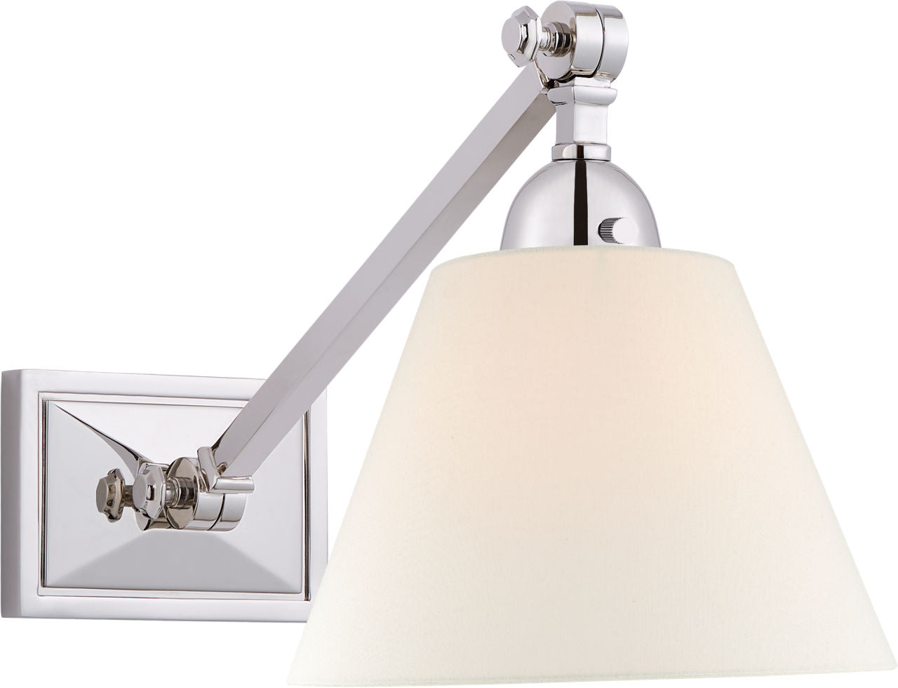 Jane Single Library Wall Light | Polished Nickel | Linen Shade