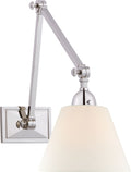 Jane Double Library Wall Light | Polished Nickel | Linen Shade