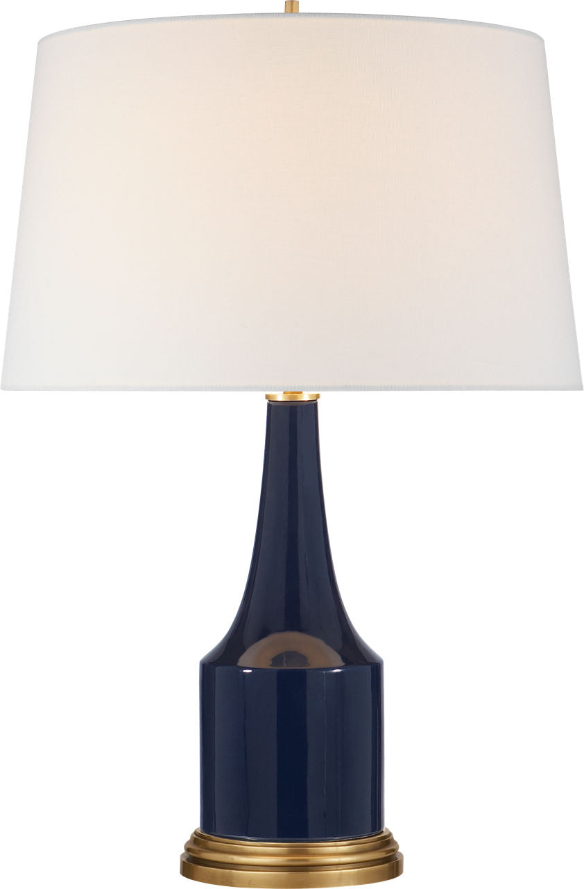 Sawyer Table Lamp | Midnight Blue Porcelain | Linen Shade