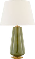 Penelope Table Lamp | Green | Linen Shade