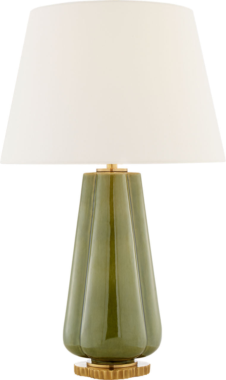 Penelope Table Lamp | Green | Linen Shade