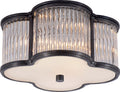 Basil Small Flush Mount | Gun Metal and Clear Glass Rods | Frosted Glass