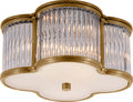 Basil Small Flush Mount | Natural Brass and Clear Glass Rods | Frosted Glass