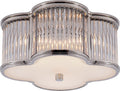 Basil Small Flush Mount | Polished Nickel and Clear Glass Rods | Frosted Glass