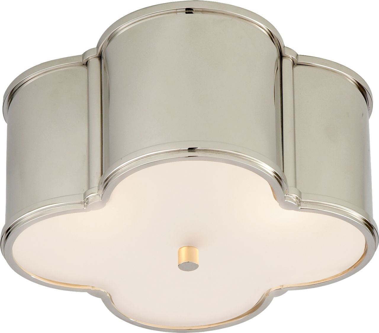 Basil Small Flush Mount | Polished Nickel | Frosted Glass
