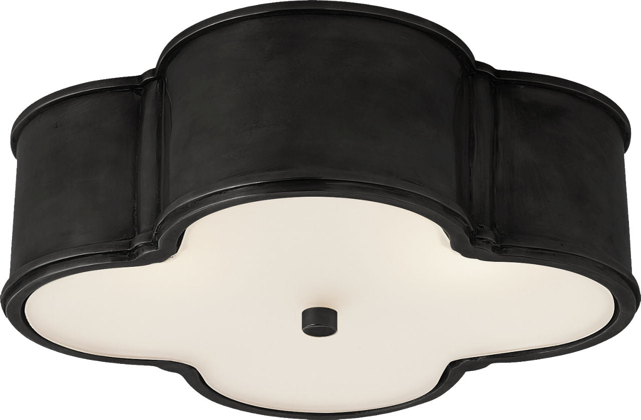 Basil 17" Flush Mount | Gun Metal | Frosted Glass