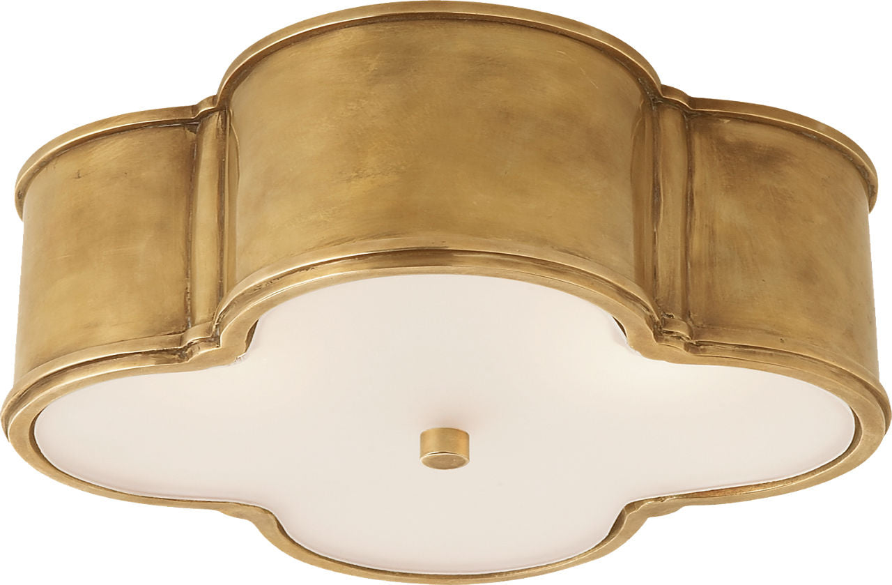 Basil 17" Flush Mount | Natural Brass | Frosted Glass