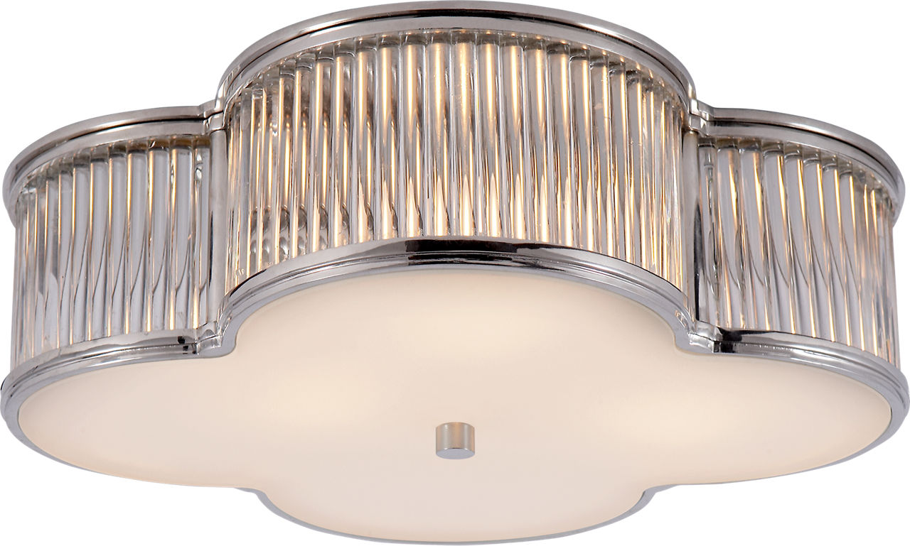 Basil 17" Flush Mount | Polished Nickel and Clear Glass Rods | Frosted Glass