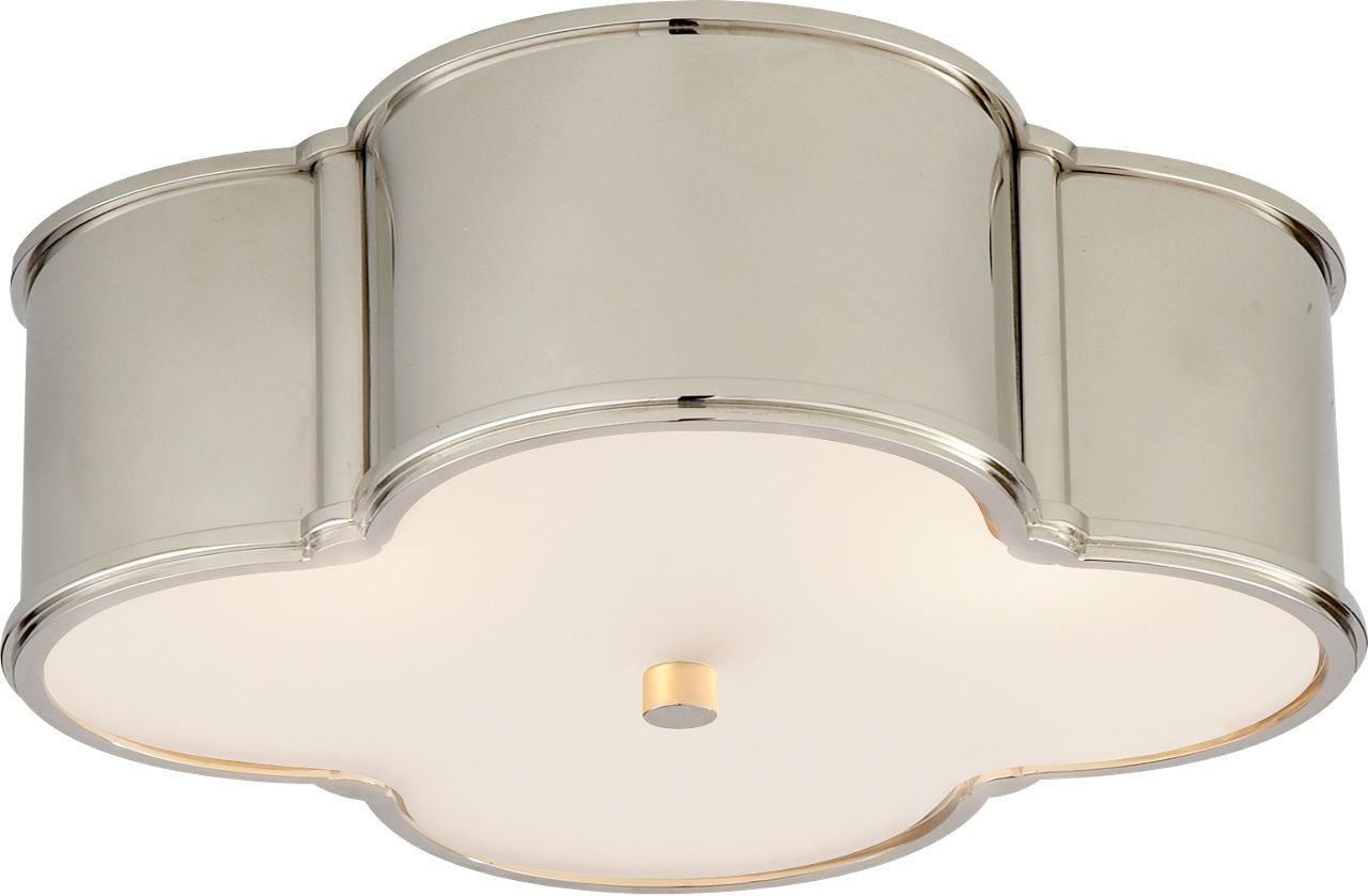 Basil 17" Flush Mount | Polished Nickel | Frosted Glass