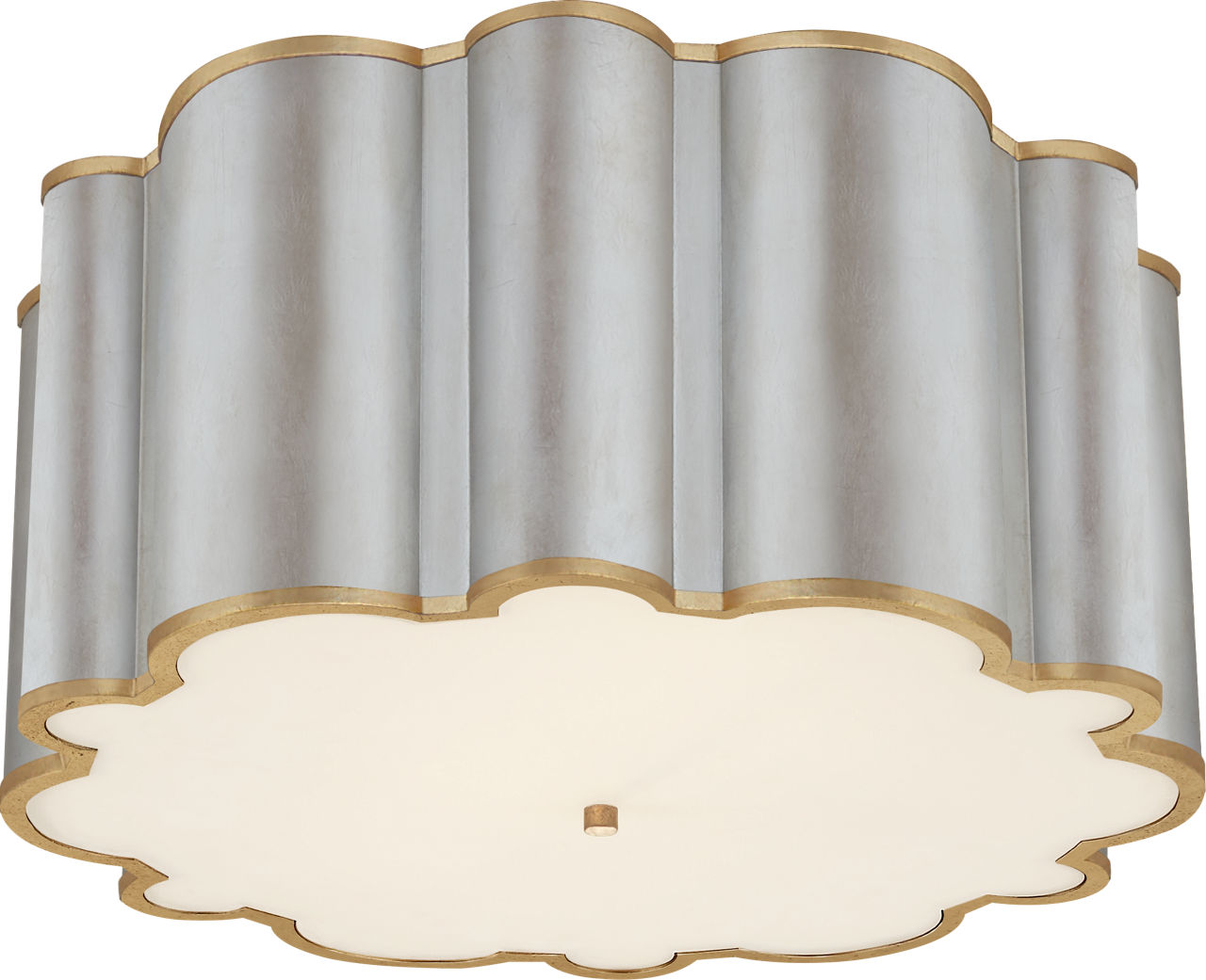 Markos Grande Flush Mount | Burnished Silver Leaf and Gild | Frosted Acrylic