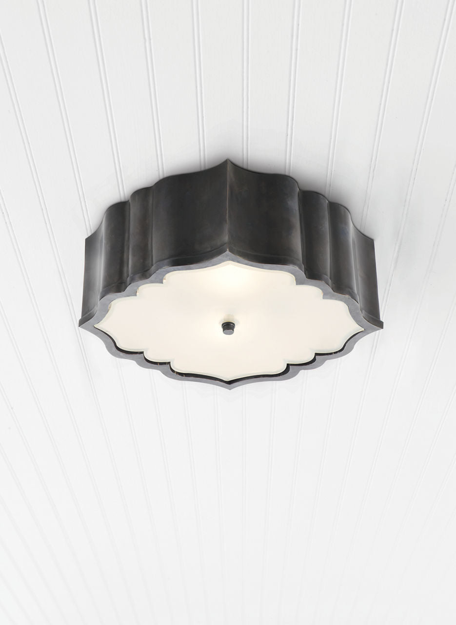 Balthazar Flush Mount | Gun Metal | Frosted Glass