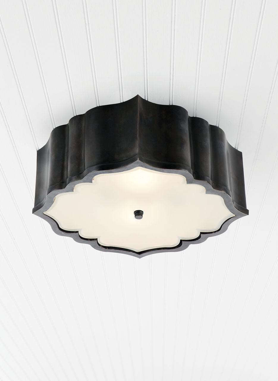 Balthazar Flush Mount | Gun Metal | Frosted Glass