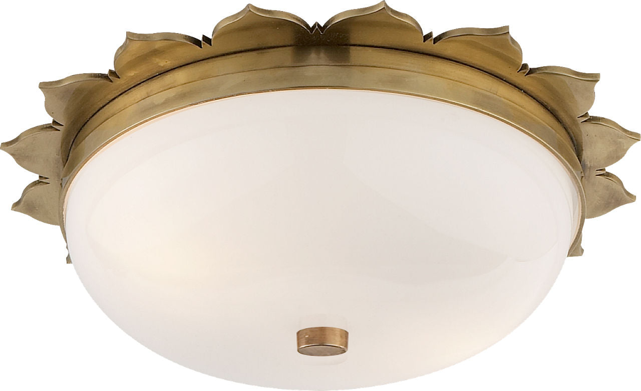 Rachel Small Flush Mount | Natural Brass | White Glass