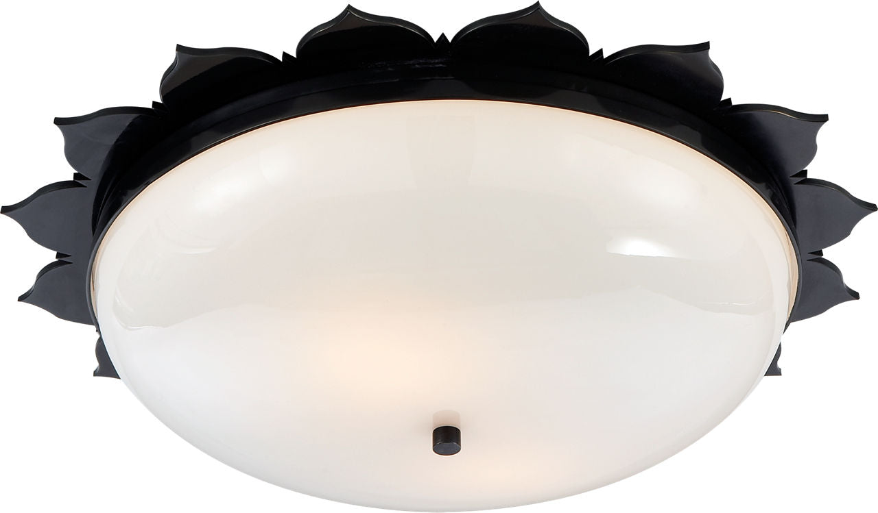 Rachel Large Flush Mount | Gun Metal | White Glass