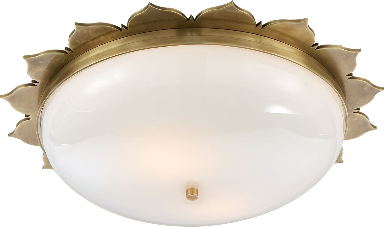 Rachel Large Flush Mount | Natural Brass | White Glass