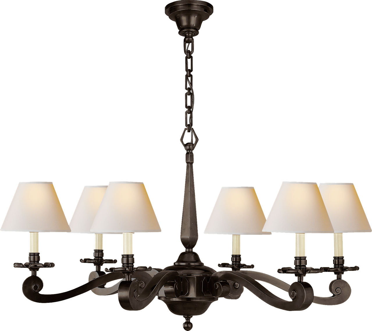Myrna Chandelier | Gun Metal | Natural Paper Shades
