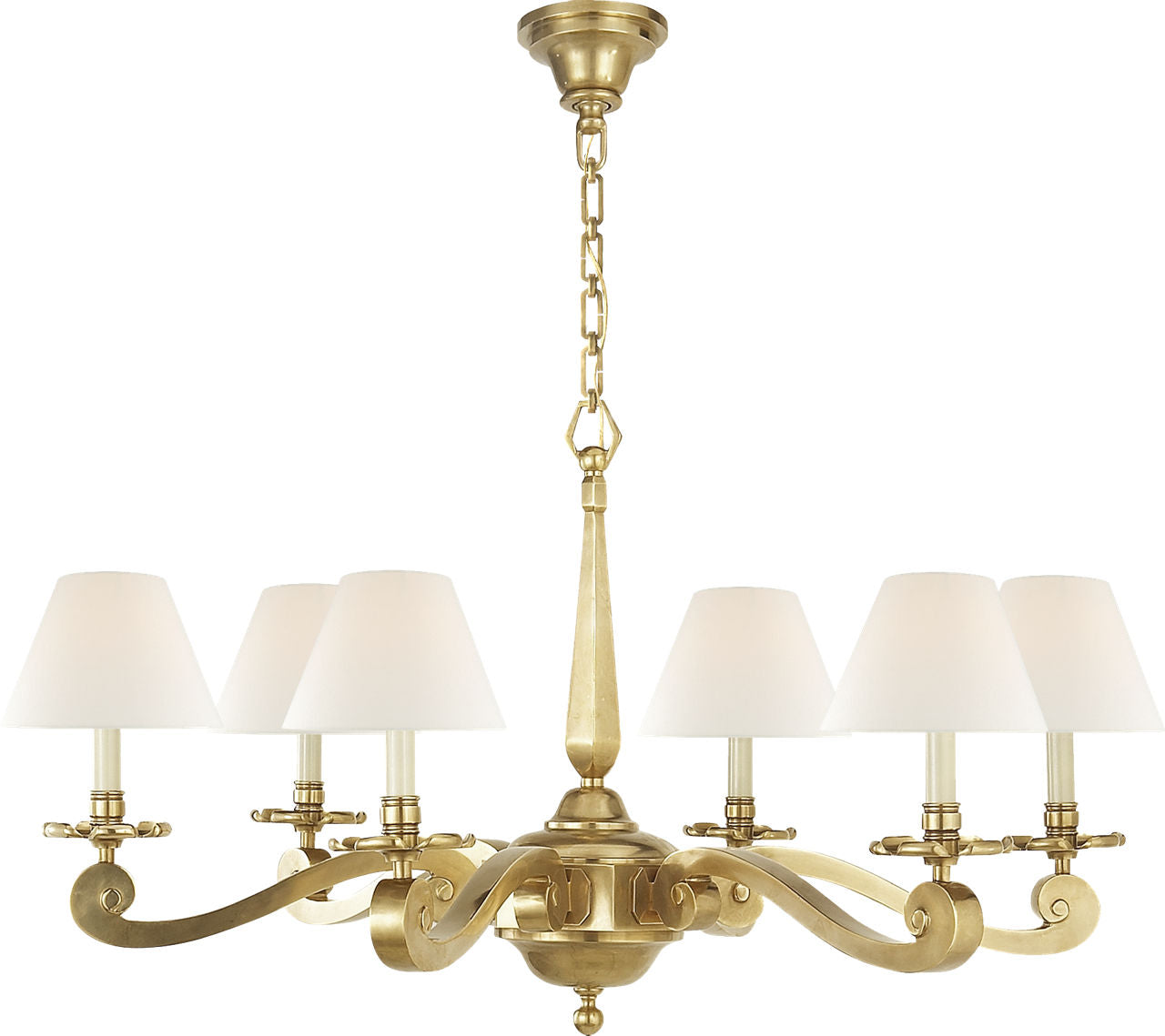 Myrna Chandelier | Natural Brass | Linen Shades