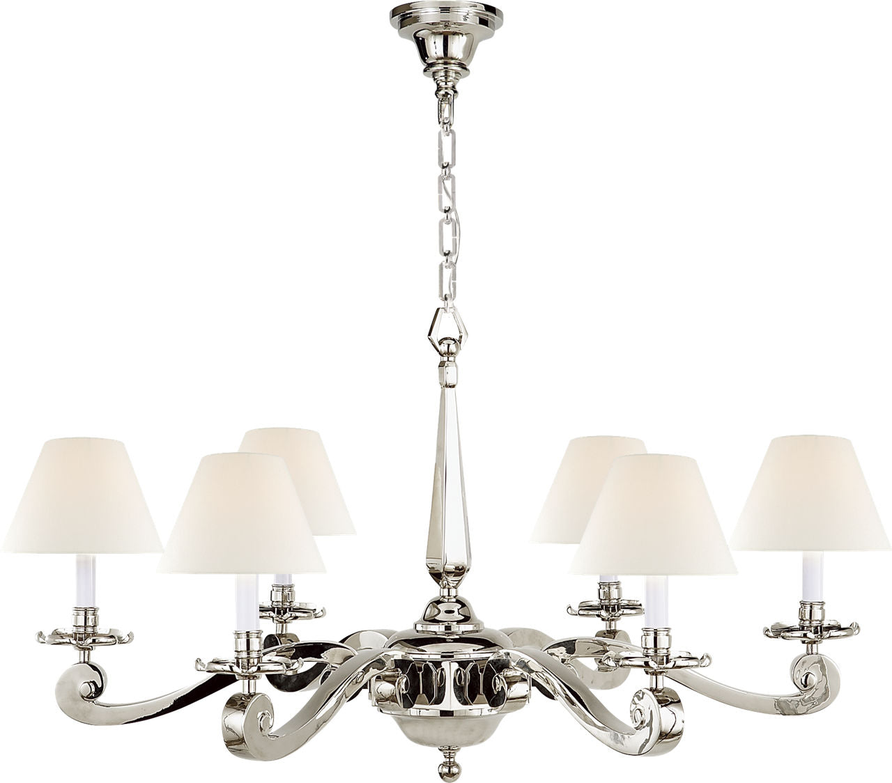 Myrna Chandelier | Polished Nickel | Linen Shades