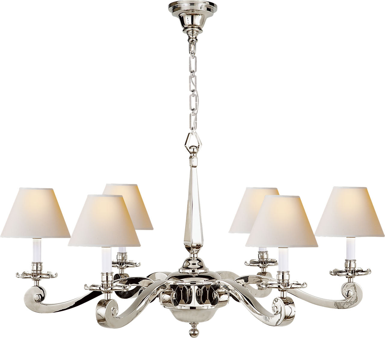 Myrna Chandelier | Polished Nickel | Natural Paper Shades