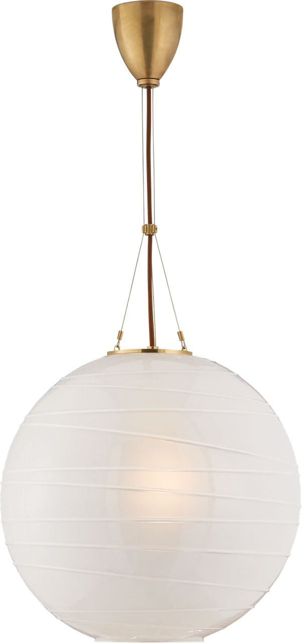 Hailey Medium Round Pendant | Natural Brass | Frosted Glass