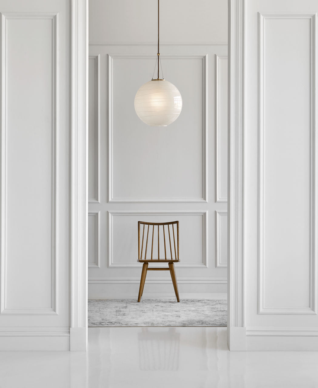 Hailey Medium Round Pendant | Natural Brass | Frosted Glass