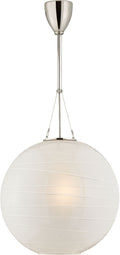 Hailey Medium Round Pendant | Polished Nickel | Frosted Glass