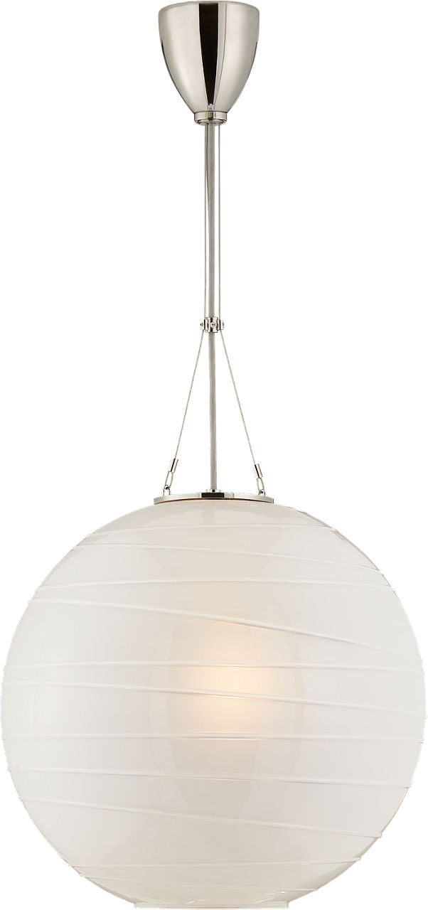 Hailey Medium Round Pendant | Polished Nickel | Frosted Glass