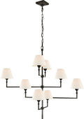 Jane Large Offset Chandelier | Gun Metal | Linen Shades