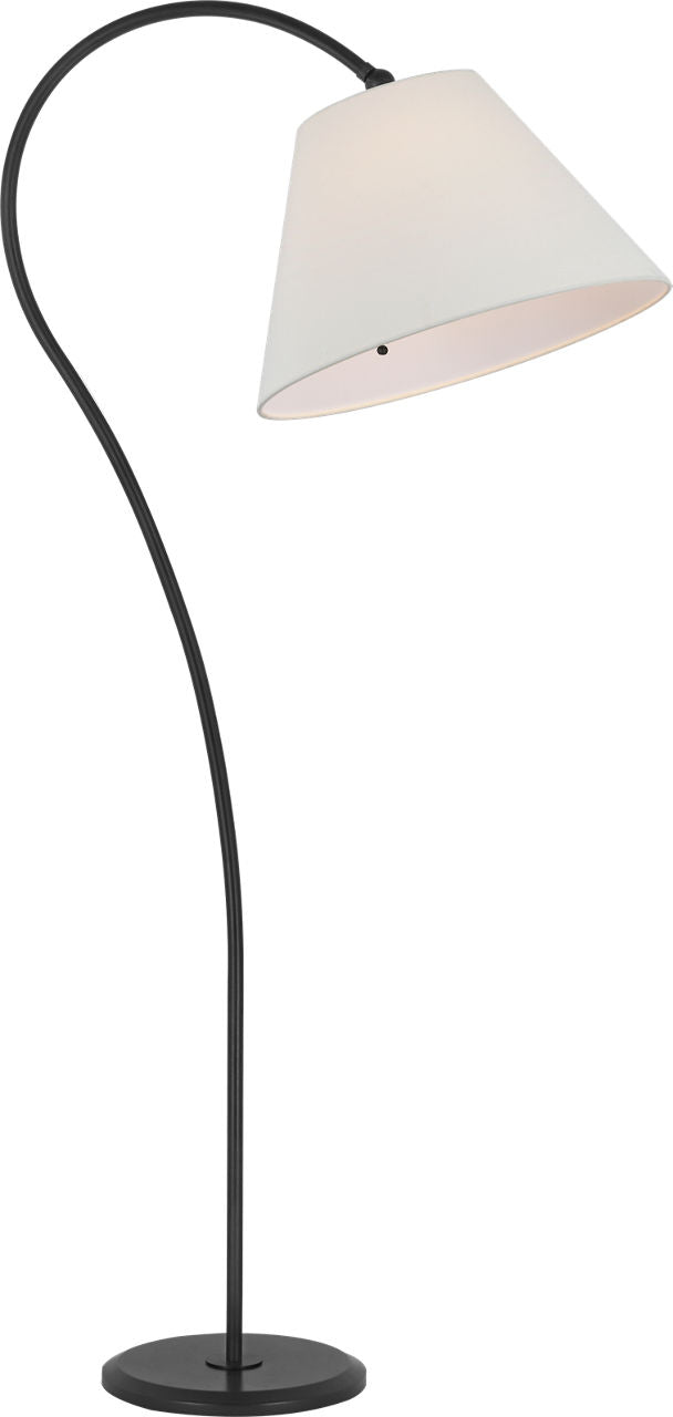 Dume Large Arched Floor Lamp | Aged Iron | Linen Shade