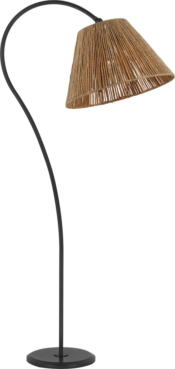 Dume Large Arched Floor Lamp | Aged Iron | Natural Abaca Shade