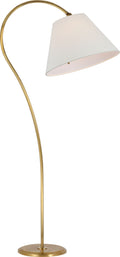 Dume Large Arched Floor Lamp | Hand-Rubbed Antique Brass | Linen Shade