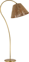 Dume Large Arched Floor Lamp | Hand-Rubbed Antique Brass | Natural Abaca Shade