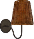 Lyndsie Small Sconce | Aged Iron | Dark Wicker Shade