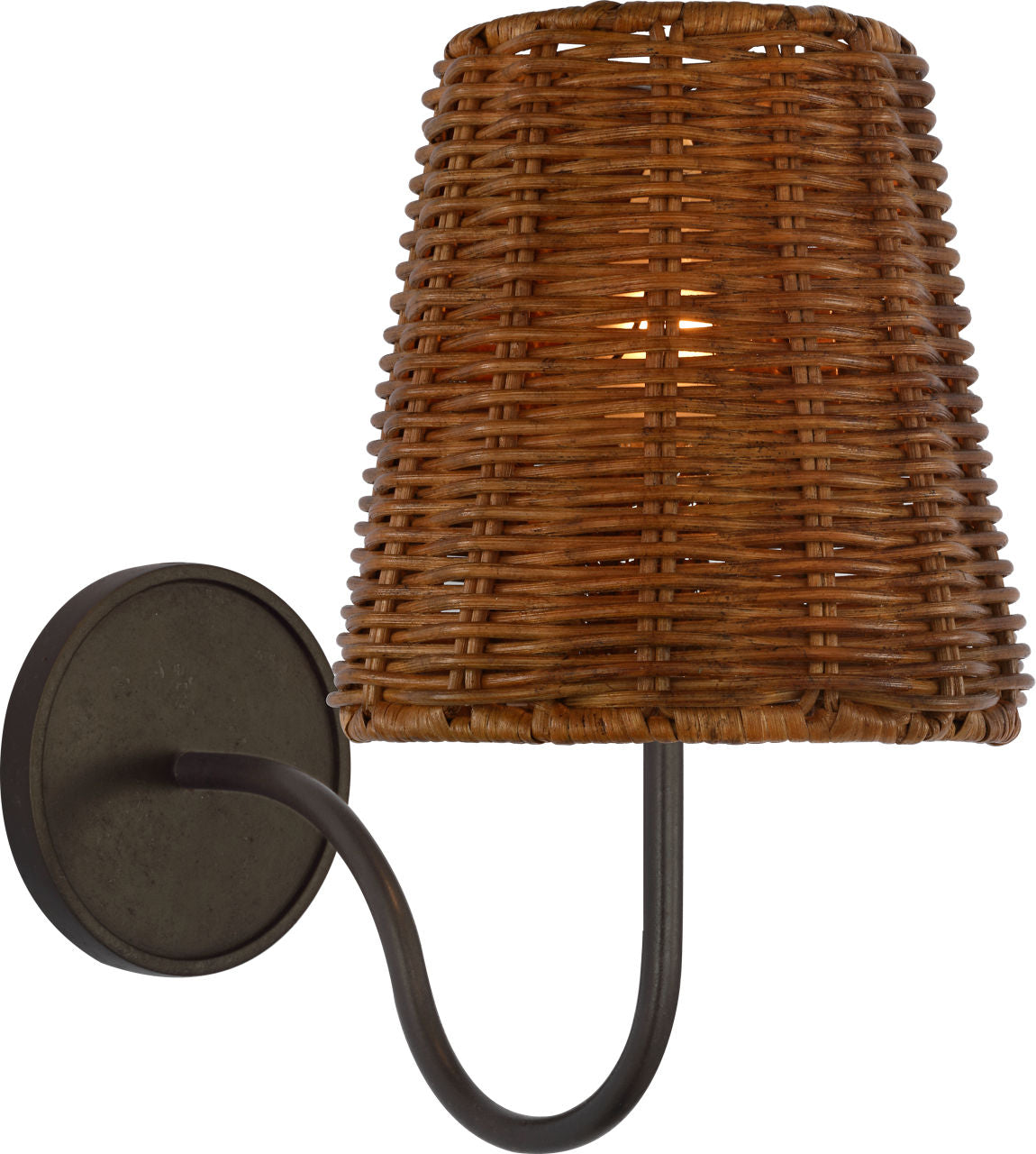 Lyndsie Small Sconce | Aged Iron | Dark Wicker Shade