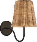 Lyndsie Small Sconce | Aged Iron | Natural Wicker Shade
