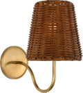 Lyndsie Small Sconce | Hand-Rubbed Antique Brass | Dark Wicker Shade