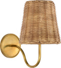Lyndsie Small Sconce | Hand-Rubbed Antique Brass | Natural Wicker Shade