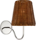 Lyndsie Small Sconce | Polished Nickel | Dark Wicker Shade