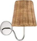 Lyndsie Small Sconce | Polished Nickel | Natural Wicker Shade