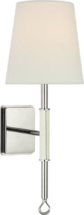 Griffin Sconce | Polished Nickel and Parchment Leather | Linen Shade